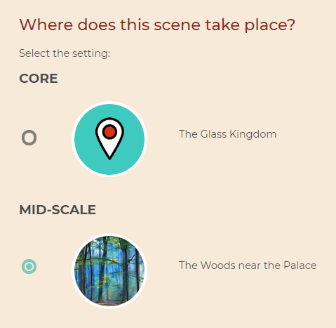 Assigning a scene to a setting in Now Novel's Scene Builder | Now Novel