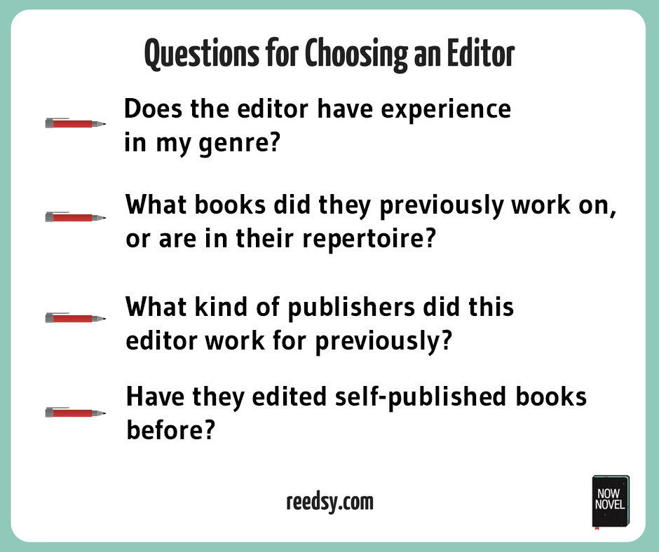 Questions for choosing an editor via Reedsy | Now Novel